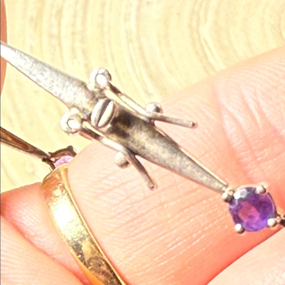 Sterling Silver Southwest style Amethyst Gemstone Bangle Bracelet - Picture 3 of 4